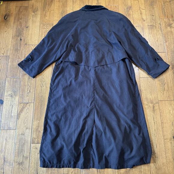 VTG Forecaster of Boston Suede Collared Trench Coat Lined Black Womens Sz 15/16 - Picture 7 of 7